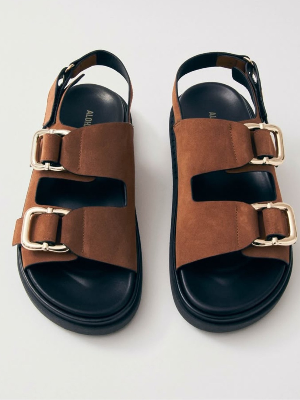 ALOHAS Harper Suede Leather Buckle Sandals Tan Brown Size 40 EU / 9 US
